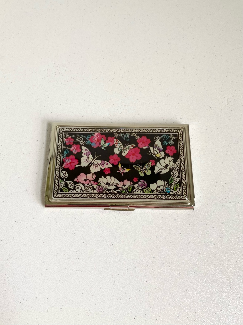 Mother of Pearl Butterfly Business Card Case Holder